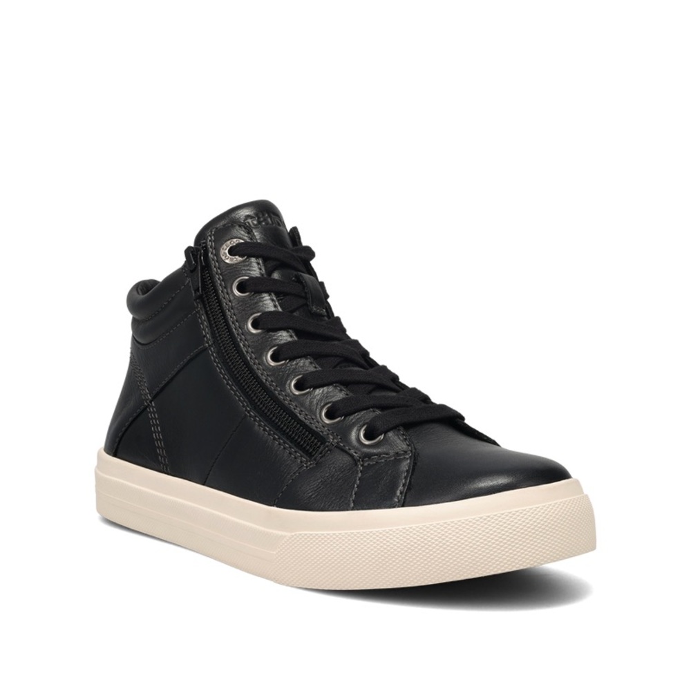 Taos Footwear Winner black leather side zip lace sneakers